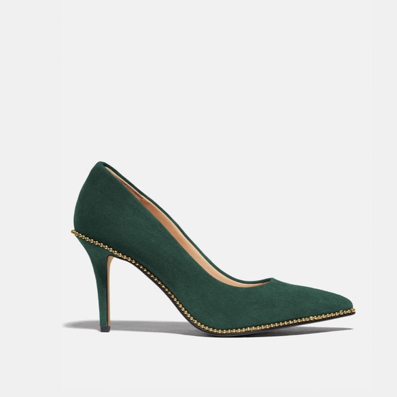 Coach Suede Waverly Pump in Jade - Picture 1 of 11